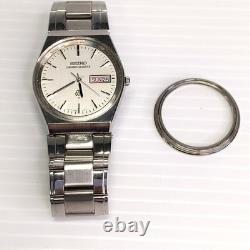 Junk SEIKO Grand Quartz 9943 8000 Watch 37mm Silver Dial For Parts As Is