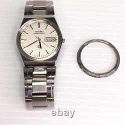 Junk Seiko Grand Quartz 9943 8000 Silver 37mm Not Working Battery Dead YR51863