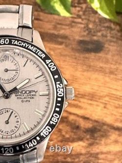 Junk Snoopy Limited Watch Silver Dial Broken Crystal 35mm 18cm Battery Replaced