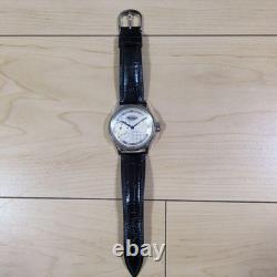 Kemmner Manual Wind Watch Silver Dial Blue Hands Leather Strap Junk Not Working