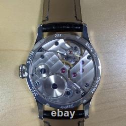 Kemmner Manual Wind Watch Silver Dial Blue Hands Leather Strap Junk Not Working