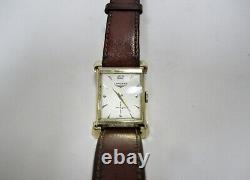 L@@K Vintage Longines 14K Yellow Gold Tank men's Watch Leather Band for parts