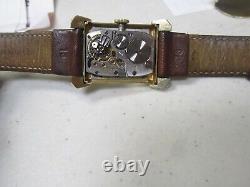 L@@K Vintage Longines 14K Yellow Gold Tank men's Watch Leather Band for parts