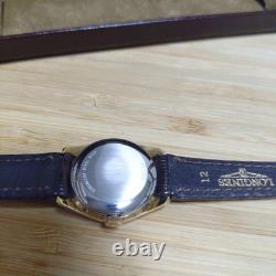 LONGINES Gold Hand Winding Watch Leather Band Vintage For Parts Not Tested Junk