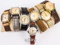 LOT OF 7 VINTAGE MEN'S Watches For Parts or Repair Benrus, Timex, Rila, Wakman