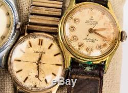 LOT OF 7 VINTAGE MEN'S Watches For Parts or Repair Benrus, Timex, Rila, Wakman