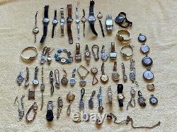 LOT of 58 Vintage Wrist Watches Parts Repair BULOVA ACCRO WITTNAUR MONTAUK more