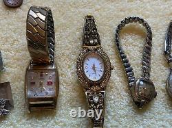 LOT of 58 Vintage Wrist Watches Parts Repair BULOVA ACCRO WITTNAUR MONTAUK more