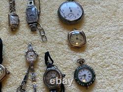 LOT of 58 Vintage Wrist Watches Parts Repair BULOVA ACCRO WITTNAUR MONTAUK more