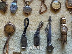LOT of 58 Vintage Wrist Watches Parts Repair BULOVA ACCRO WITTNAUR MONTAUK more