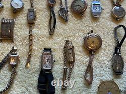 LOT of 58 Vintage Wrist Watches Parts Repair BULOVA ACCRO WITTNAUR MONTAUK more