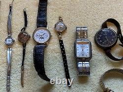 LOT of 58 Vintage Wrist Watches Parts Repair BULOVA ACCRO WITTNAUR MONTAUK more