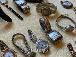 LOT of 58 Vintage Wrist Watches Parts Repair BULOVA ACCRO WITTNAUR MONTAUK more