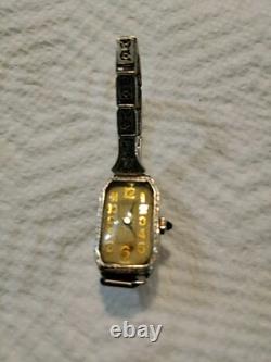 Ladies Helbros Watch 20k Solid White Gold Case NOT Working For Parts