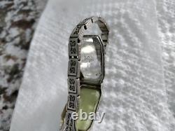 Ladies Helbros Watch 20k Solid White Gold Case NOT Working For Parts