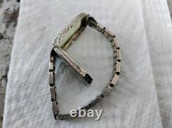 Ladies Helbros Watch 20k Solid White Gold Case NOT Working For Parts