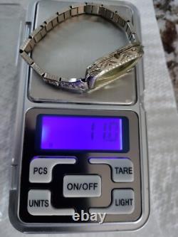 Ladies Helbros Watch 20k Solid White Gold Case NOT Working For Parts