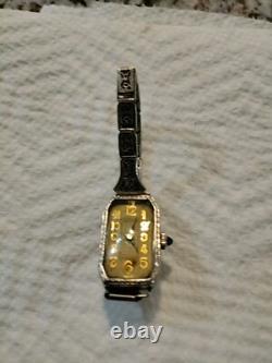 Ladies Helbros Watch 20k Solid White Gold Case NOT Working For Parts