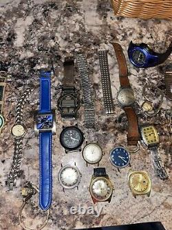 Large Lot Of 26 Vintage Watches For Parts Repair