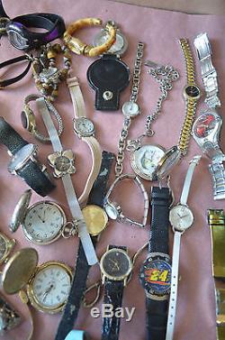 Large Lot of 74 Watches for Parts or Repair, Men's, Women's Vintage #1666