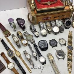 Large Vintage Watch Lot Parts Seiko, Pulsar, Carvel, Helbros, ++ Many More
