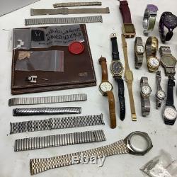 Large Vintage Watch Lot Parts Seiko, Pulsar, Carvel, Helbros, ++ Many More