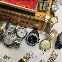 Large Vintage Watch Lot Parts Seiko, Pulsar, Carvel, Helbros, ++ Many More