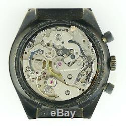 Le Jour 14.26 Incabloc Pvd Coated Chrono Black Dial Watch Head For Parts/repairs