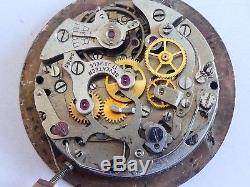 Lemania 1272 Chronograph watch movement not working with dial for parts (W82)