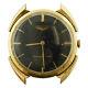 Longines Vintage Black Dial 14k Solid Gold Mens Watch Head For Parts Or Repairs