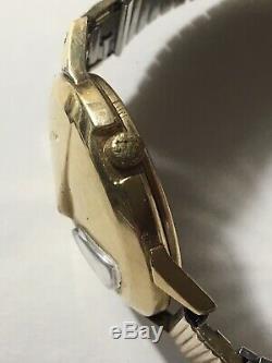 Lord Elgin Jump Hour Chevron 21 Jewel 14K Gold Filled Watch for Parts/Repair
