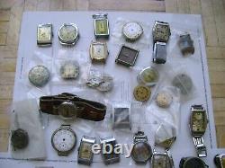 Lot 100 Vintage Deco Watches, Movement For Parts Or Repair