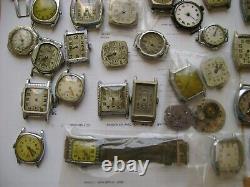 Lot 100 Vintage Deco Watches, Movement For Parts Or Repair