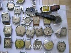 Lot 100 Vintage Deco Watches, Movement For Parts Or Repair