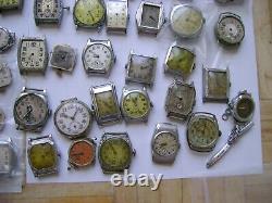 Lot 100 Vintage Deco Watches, Movement For Parts Or Repair