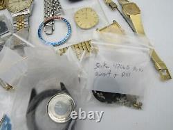 Lot (44) Men's + Ladies Vintage + Quartz SEIKO Watches Mvmts for Parts/Repair