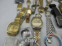 Lot (44) Men's + Ladies Vintage + Quartz SEIKO Watches Mvmts for Parts/Repair