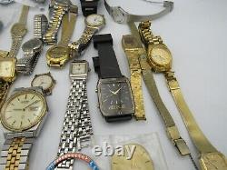 Lot (44) Men's + Ladies Vintage + Quartz SEIKO Watches Mvmts for Parts/Repair