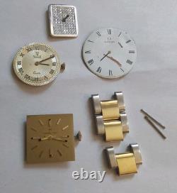Lot 5 Vintage Watch Parts-Diamond Watch Face Hamilton 880 Omega Dial Rolex Links
