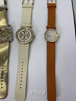 Lot 7 Tory Burch Womens Wrist Watches For Parts Or Repair Leather Two Tone