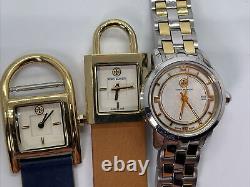 Lot 7 Tory Burch Womens Wrist Watches For Parts Or Repair Leather Two Tone