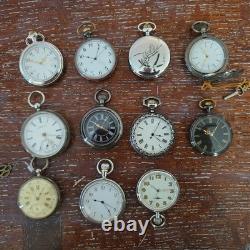 Lot Of 11 Pocket Watches-Mixed Brands And Sizes For parts/ Repair