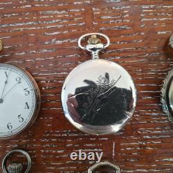 Lot Of 11 Pocket Watches-Mixed Brands And Sizes For parts/ Repair