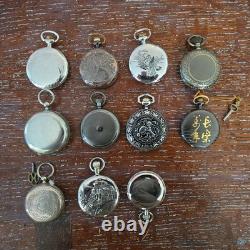 Lot Of 11 Pocket Watches-Mixed Brands And Sizes For parts/ Repair