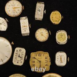 Lot Of 13 Vintage Mechanical Watch Movements for Parts/Repair- Free Shipping USA