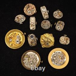Lot Of 13 Vintage Mechanical Watch Movements for Parts/Repair- Free Shipping USA