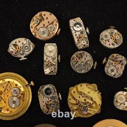 Lot Of 13 Vintage Mechanical Watch Movements for Parts/Repair- Free Shipping USA