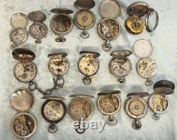Lot Of 18 Pocket Watches Only For Repair Or Parts! Sale AS They Are