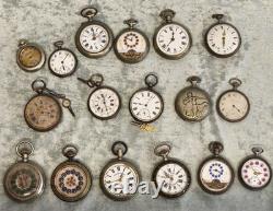 Lot Of 18 Pocket Watches Only For Repair Or Parts! Sale AS They Are