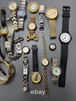 Lot Of (20) Vintage Watches Mixed Brands For Parts Or No Battery